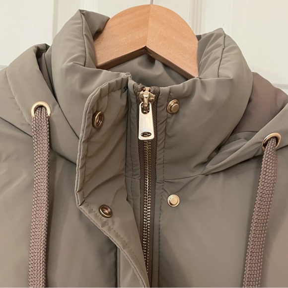 Zara Taupe Hooded Quilted Puffer Coat Size XS - Picture 7 of 16